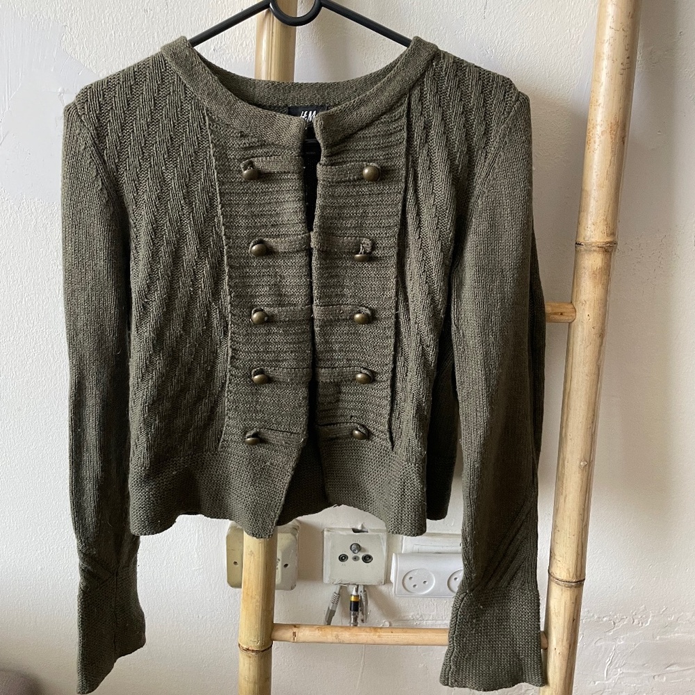 H&M Army Green Sweater with Hardware